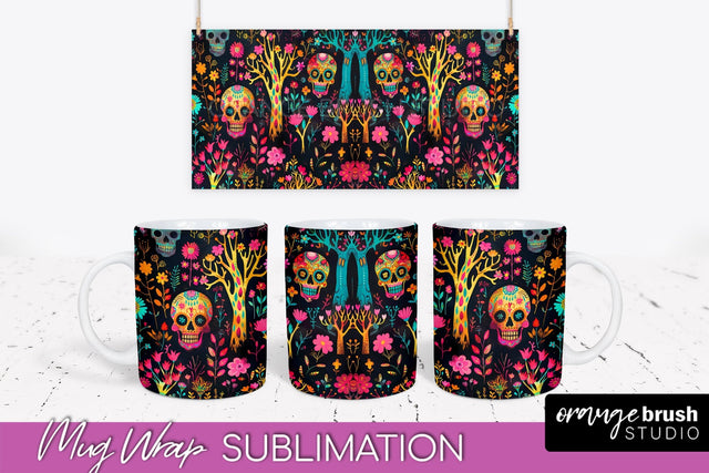 Neon Halloween Mug Wrap - Spooky Mug Sublimation Designs Sublimation OrangeBrushStudio 