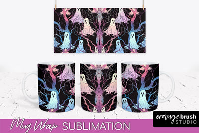 Neon Halloween Mug Wrap - Spooky Mug Sublimation Designs Sublimation OrangeBrushStudio 