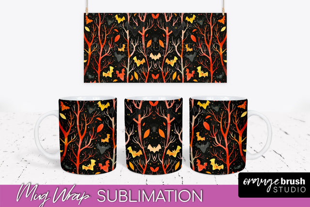 Neon Halloween Mug Wrap - Spooky Mug Sublimation Designs Sublimation OrangeBrushStudio 