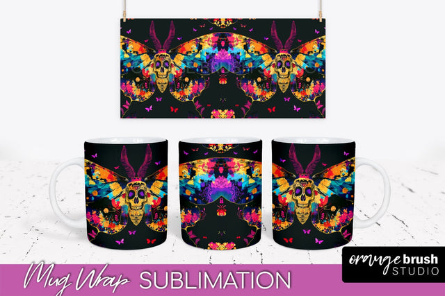 Neon Halloween Mug Wrap - Spooky Mug Sublimation Designs Sublimation OrangeBrushStudio 