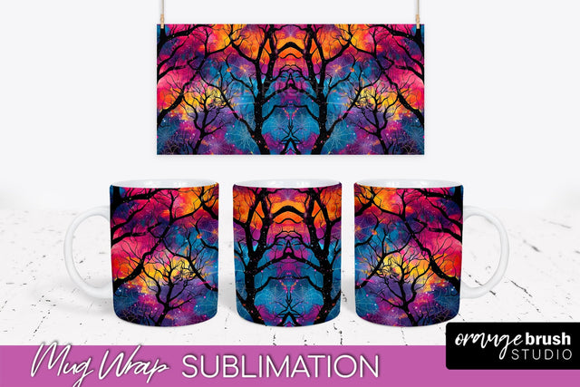Neon Halloween Mug Wrap - Spooky Mug Sublimation Designs Sublimation OrangeBrushStudio 
