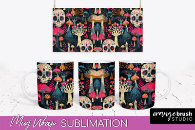 Neon Halloween Mug Wrap - Spooky Mug Sublimation Designs Sublimation OrangeBrushStudio 