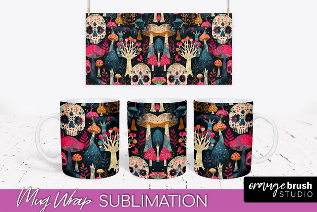Neon Halloween Mug Wrap - Spooky Mug Sublimation Designs Sublimation OrangeBrushStudio 
