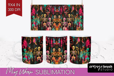 Neon Halloween Mug Wrap - Spooky Mug Sublimation Designs Sublimation OrangeBrushStudio 