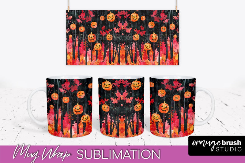Neon Halloween Mug Wrap - Spooky Mug Sublimation Designs Sublimation OrangeBrushStudio 