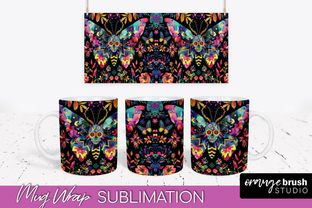 Neon Halloween Mug Wrap - Spooky Mug Sublimation Designs Sublimation OrangeBrushStudio 