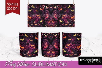 Neon Halloween Mug Wrap - Spooky Mug Sublimation Designs Sublimation OrangeBrushStudio 