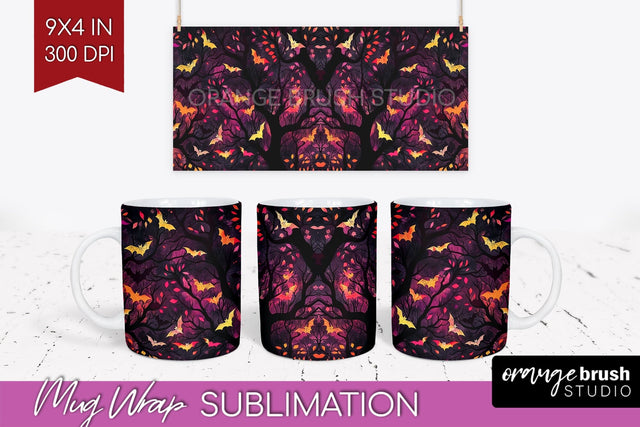 Neon Halloween Mug Wrap - Spooky Mug Sublimation Designs Sublimation OrangeBrushStudio 