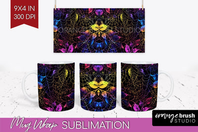 Neon Halloween Mug Wrap - Spooky Mug Sublimation Designs Sublimation OrangeBrushStudio 