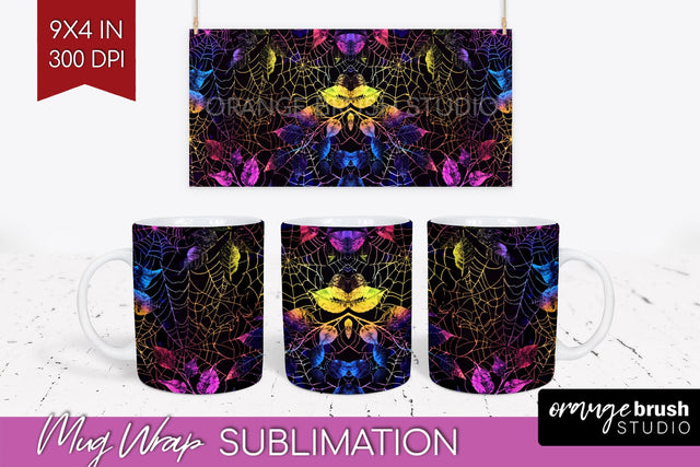 Neon Halloween Mug Wrap - Spooky Mug Sublimation Designs Sublimation OrangeBrushStudio 