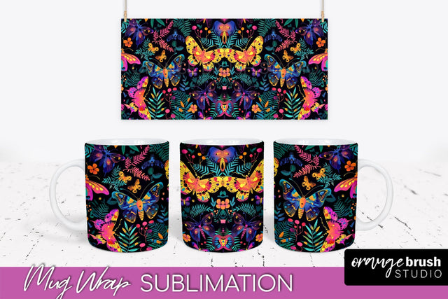 Neon Halloween Mug Wrap - Spooky Mug Sublimation Designs Sublimation OrangeBrushStudio 