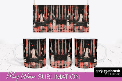 Neon Halloween Mug Wrap - Spooky Mug Sublimation Designs Sublimation OrangeBrushStudio 
