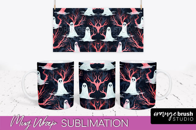 Neon Halloween Mug Wrap - Spooky Mug Sublimation Designs Sublimation OrangeBrushStudio 