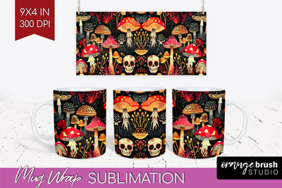 Neon Halloween Mug Wrap - Spooky Mug Sublimation Designs Sublimation OrangeBrushStudio 