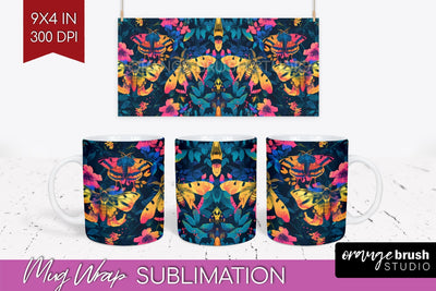 Neon Halloween Mug Wrap - Spooky Mug Sublimation Designs Sublimation OrangeBrushStudio 
