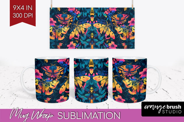 Neon Halloween Mug Wrap - Spooky Mug Sublimation Designs Sublimation OrangeBrushStudio 