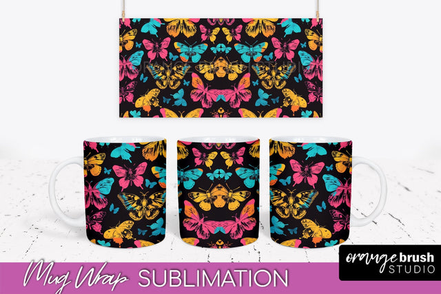 Neon Halloween Mug Wrap - Spooky Mug Sublimation Designs Sublimation OrangeBrushStudio 