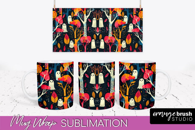 Neon Halloween Mug Wrap - Spooky Mug Sublimation Designs Sublimation OrangeBrushStudio 