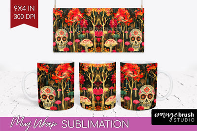 Neon Halloween Mug Wrap - Spooky Mug Sublimation Designs Sublimation OrangeBrushStudio 