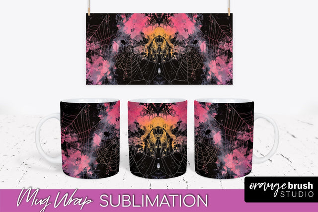 Neon Halloween Mug Wrap - Spooky Mug Sublimation Designs Sublimation OrangeBrushStudio 