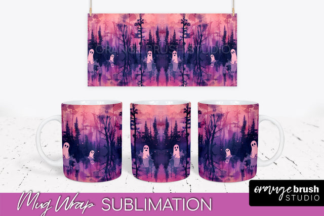 Neon Halloween Mug Wrap - Spooky Mug Sublimation Designs Sublimation OrangeBrushStudio 