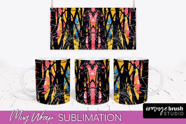 Neon Halloween Mug Wrap - Spooky Mug Sublimation Designs Sublimation OrangeBrushStudio 