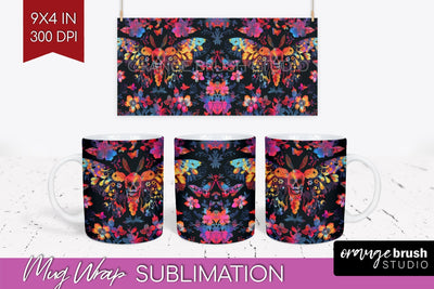Neon Halloween Mug Wrap - Spooky Mug Sublimation Designs Sublimation OrangeBrushStudio 