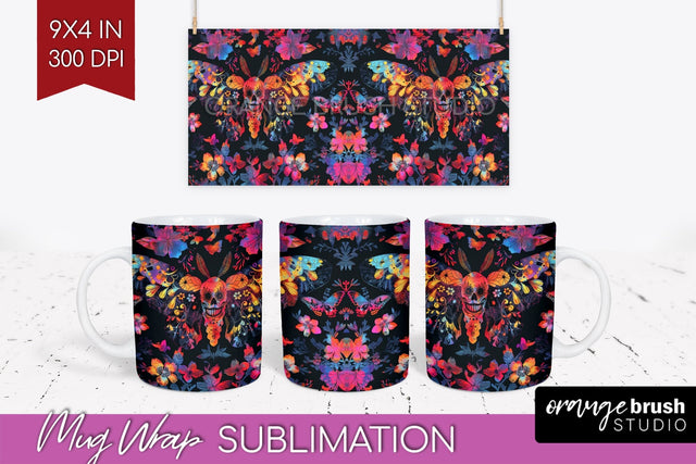 Neon Halloween Mug Wrap - Spooky Mug Sublimation Designs Sublimation OrangeBrushStudio 
