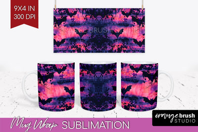 Neon Halloween Mug Wrap - Spooky Mug Sublimation Designs Sublimation OrangeBrushStudio 