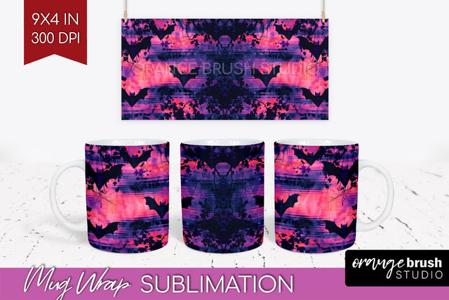 Neon Halloween Mug Wrap - Spooky Mug Sublimation Designs Sublimation OrangeBrushStudio 