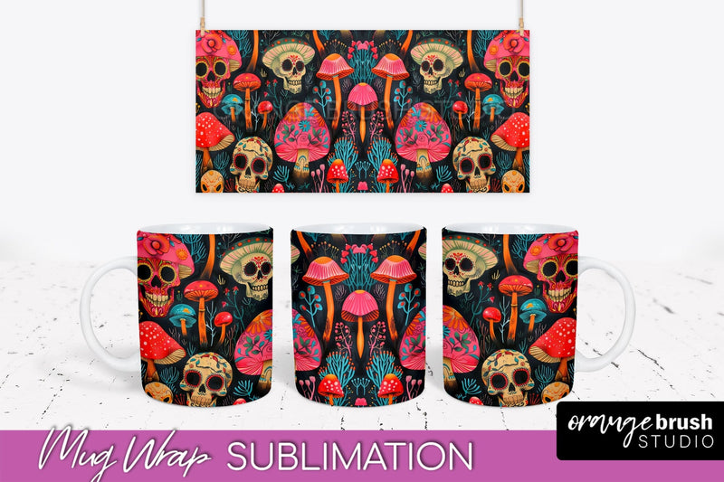 Neon Halloween Mug Wrap - Spooky Mug Sublimation Designs Sublimation OrangeBrushStudio 