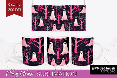Neon Halloween Mug Wrap - Spooky Mug Sublimation Designs Sublimation OrangeBrushStudio 