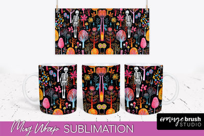 Neon Halloween Mug Wrap - Spooky Mug Sublimation Designs Sublimation OrangeBrushStudio 