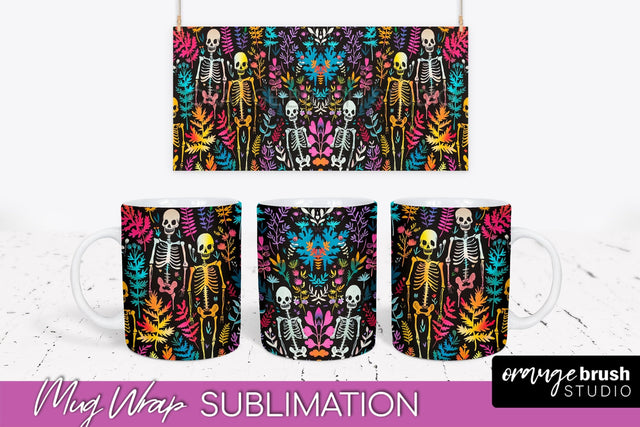 Neon Halloween Mug Wrap - Spooky Mug Sublimation Designs Sublimation OrangeBrushStudio 
