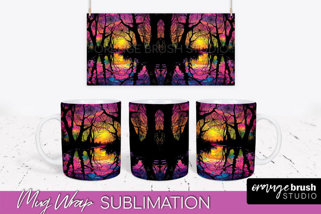 Neon Halloween Mug Wrap - Spooky Mug Sublimation Designs Sublimation OrangeBrushStudio 