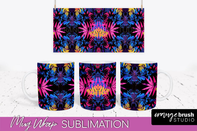 Neon Halloween Mug Wrap - Spooky Mug Sublimation Designs Sublimation OrangeBrushStudio 