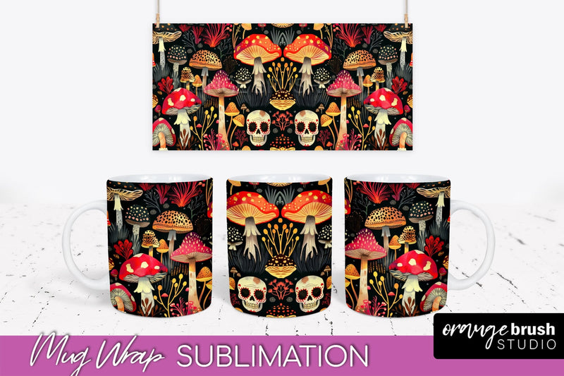 Neon Halloween Mug Wrap - Spooky Mug Sublimation Designs Sublimation OrangeBrushStudio 