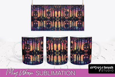 Neon Halloween Mug Wrap - Spooky Mug Sublimation Designs Sublimation OrangeBrushStudio 