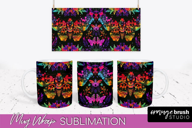 Neon Halloween Mug Wrap - Spooky Mug Sublimation Designs Sublimation OrangeBrushStudio 