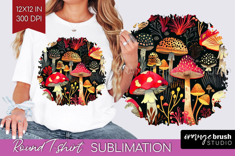 Neon Halloween Pattern, Round Tshirt Sublimation Background Sublimation OrangeBrushStudio 