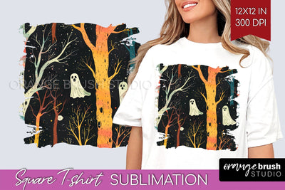 Neon Halloween Pattern, Square Tshirt Sublimation Background Sublimation OrangeBrushStudio 