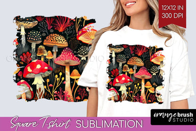 Neon Halloween Pattern, Square Tshirt Sublimation Background Sublimation OrangeBrushStudio 
