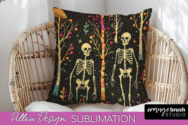 Neon Halloween Pillow Sublimation - Spooky Pillow Cover Sublimation OrangeBrushStudio 