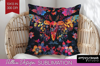 Neon Halloween Pillow Sublimation - Spooky Pillow Cover Sublimation OrangeBrushStudio 
