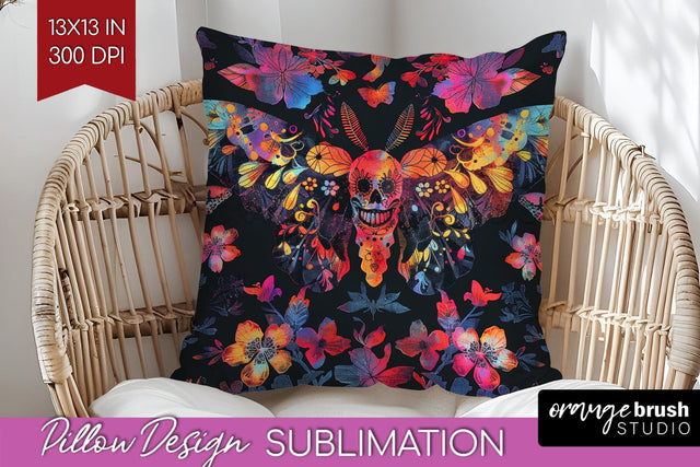 Neon Halloween Pillow Sublimation - Spooky Pillow Cover Sublimation OrangeBrushStudio 