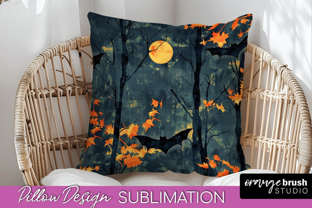 Neon Halloween Pillow Sublimation - Spooky Pillow Cover Sublimation OrangeBrushStudio 