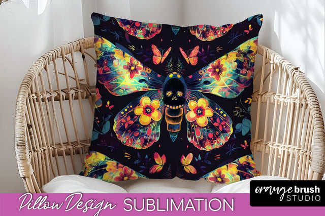 Neon Halloween Pillow Sublimation - Spooky Pillow Cover Sublimation OrangeBrushStudio 