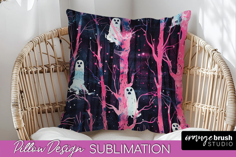Neon Halloween Pillow Sublimation - Spooky Pillow Cover Sublimation OrangeBrushStudio 