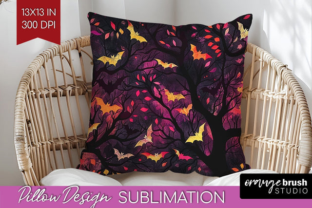 Neon Halloween Pillow Sublimation - Spooky Pillow Cover Sublimation OrangeBrushStudio 