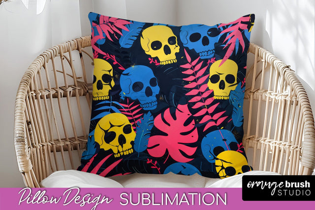 Neon Halloween Pillow Sublimation - Spooky Pillow Cover Sublimation OrangeBrushStudio 